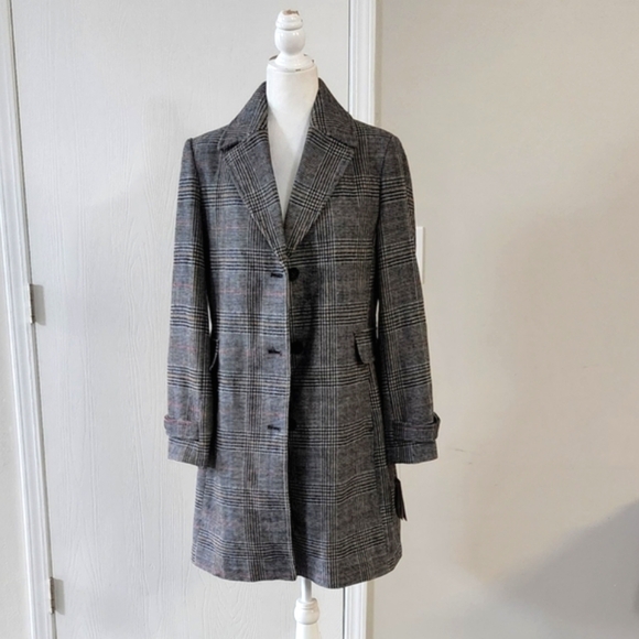 New!Vince Camuto Women's Gray Plaid Button Down Coat - Picture 4 of 11